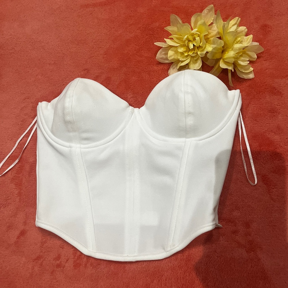 Zara white size S Bustier/strapless with Seam Details
